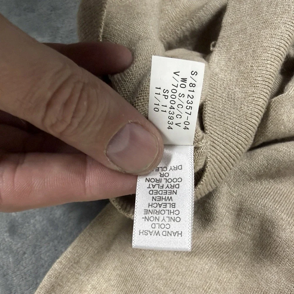 Banana Republic Luxury‎ Blend Tan V-Neck Sweater XL Silk Cotton Cashmere Mens